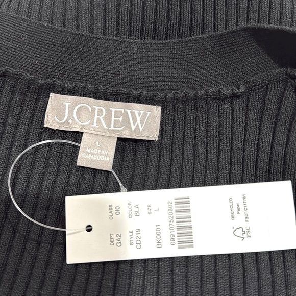 NWT JCREW  V-Neck Cardigan Sweater TENCEL Lyocell Blend Black $118 CD219SZ L - Picture 9 of 9